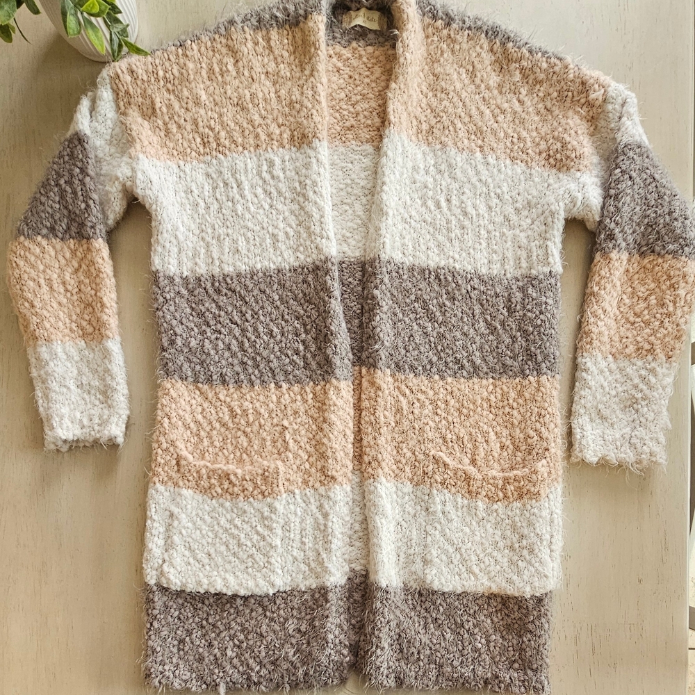 Altar'd State Cozy Striped Women's Open Front Cardigan